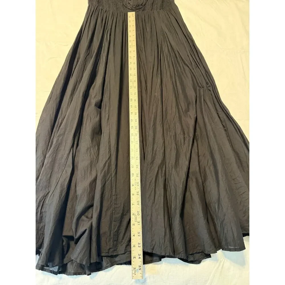 Chelsea & Theodore Black Peasant Flare Sundress Smocked Dress Boho Sz M - Picture 10 of 11